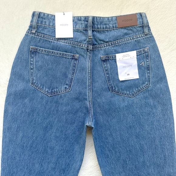 HIDDEN Zoey Tapered Mom High Rise Ankle Crop Acid Wash 100% Cotton Jeans - Picture 9 of 12